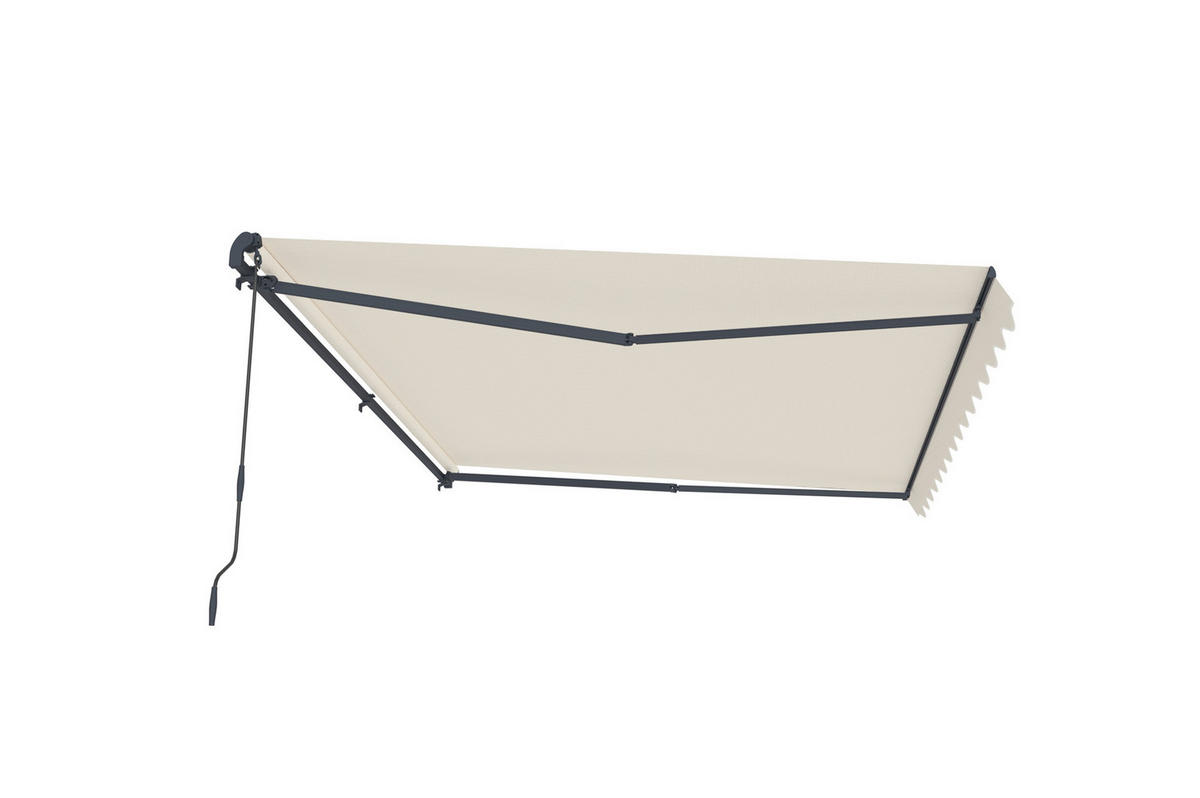 EINTEILIGE MARKISE Vecchio Beige 4m x 3m - Premium-Leinwand 320g/m² - Beige, Metall (395/270/300cm) - Cazeboo