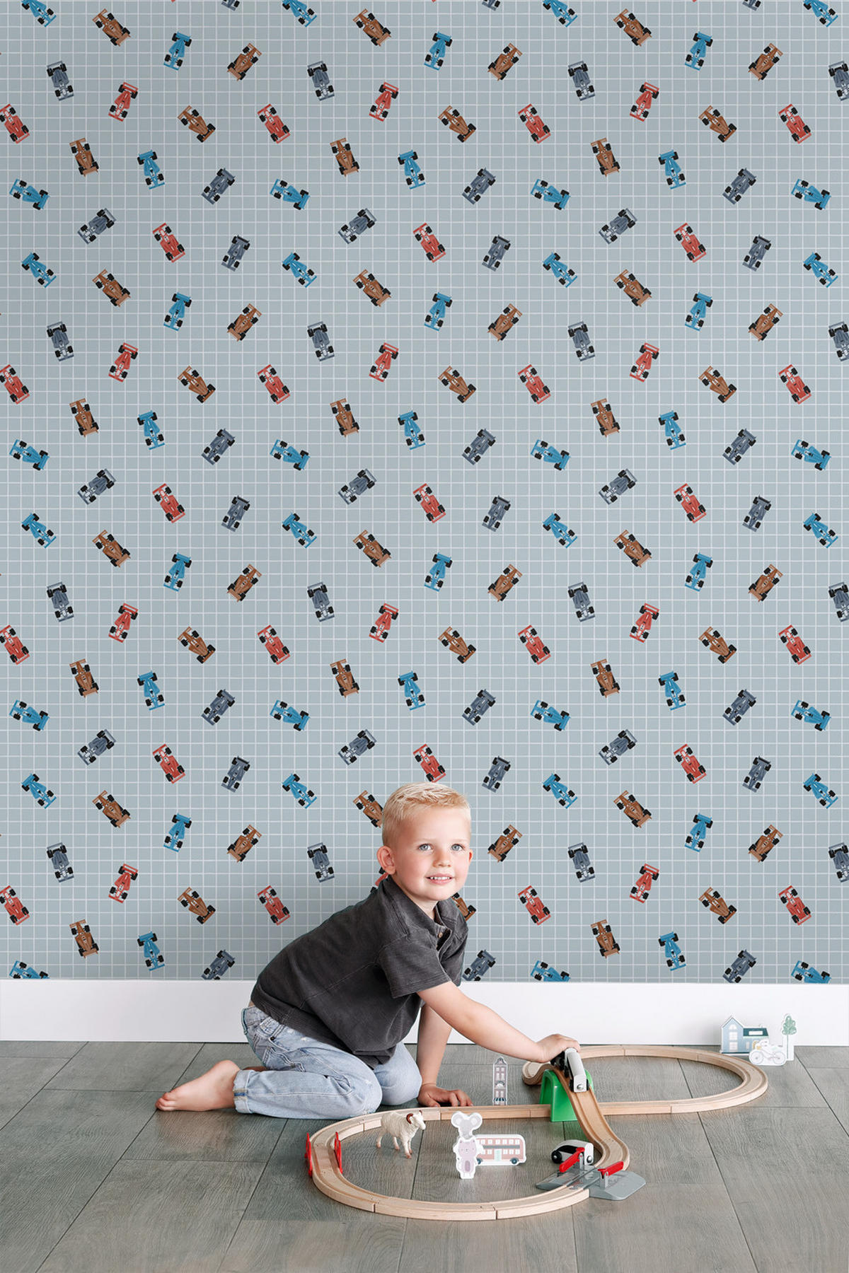 TAPETE Rennwagen 50 x 900 cm - Blau, Papier (50/0.1cm) - ESTAhome