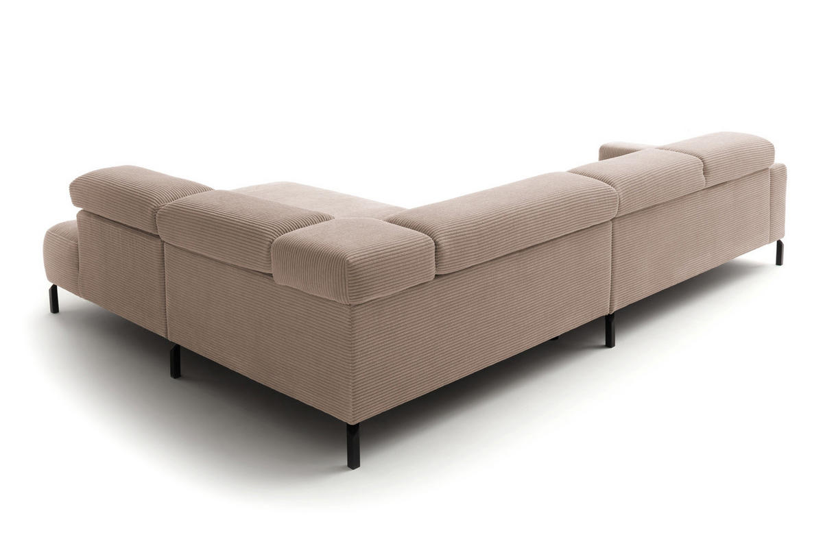 ECKSOFA DELIA Taupe Cord - Taupe/Schwarz, Textil/Metall (312/219cm) - KAWOLA