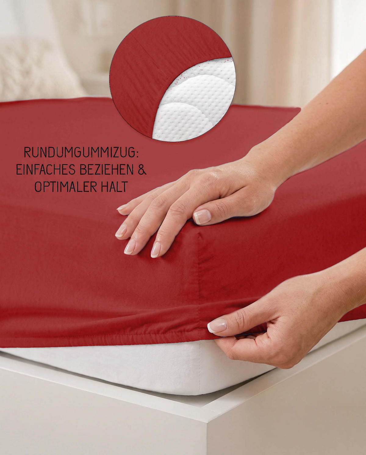 SPANNBETTTUCH Premium Biber rot, 90x190 cm - 100x200 cm - Rot, Textil (100/200cm) - biberna