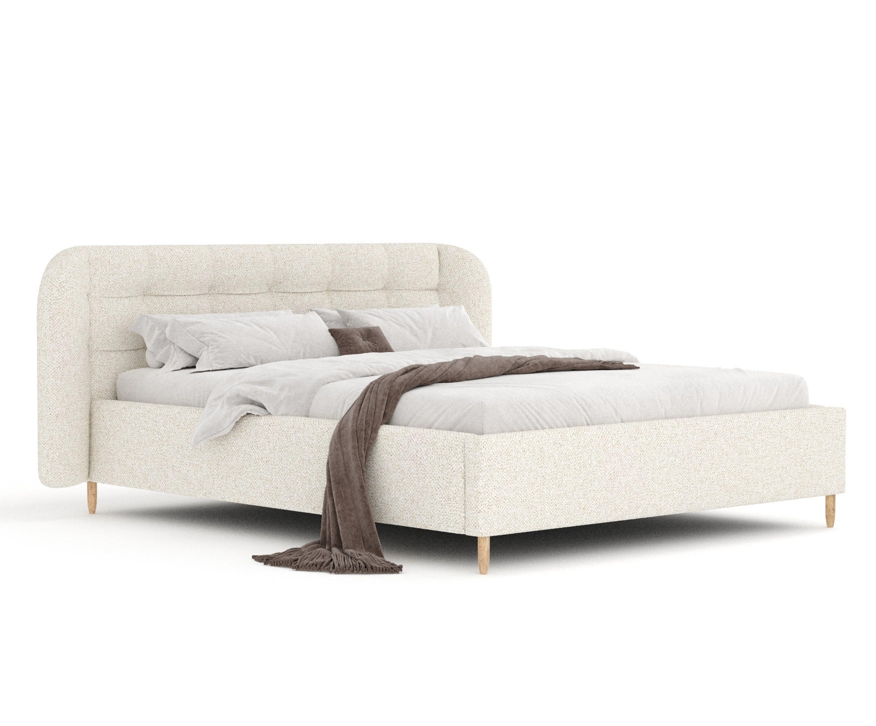 POLSTERBETT Nuno Creme 160/200 cm im Plüsch-Stoff - Creme/Naturfarben, Holz/Holzwerkstoff (160/200cm) - Maison de Reve