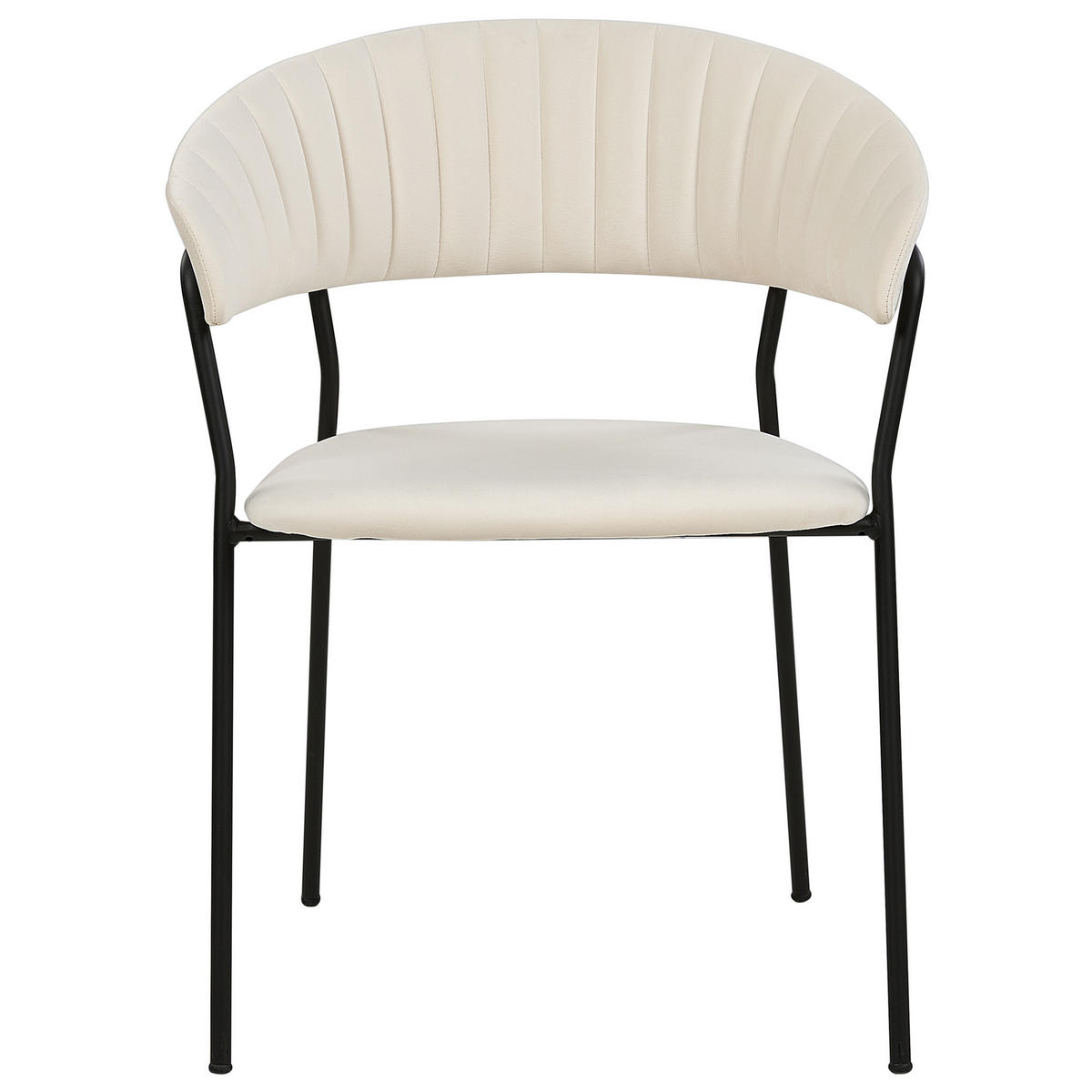 STUHL 2er-Set Samtstoff Weiß Mariposa - Weiß, Textil/Metall (55/78/55cm) - Beliani