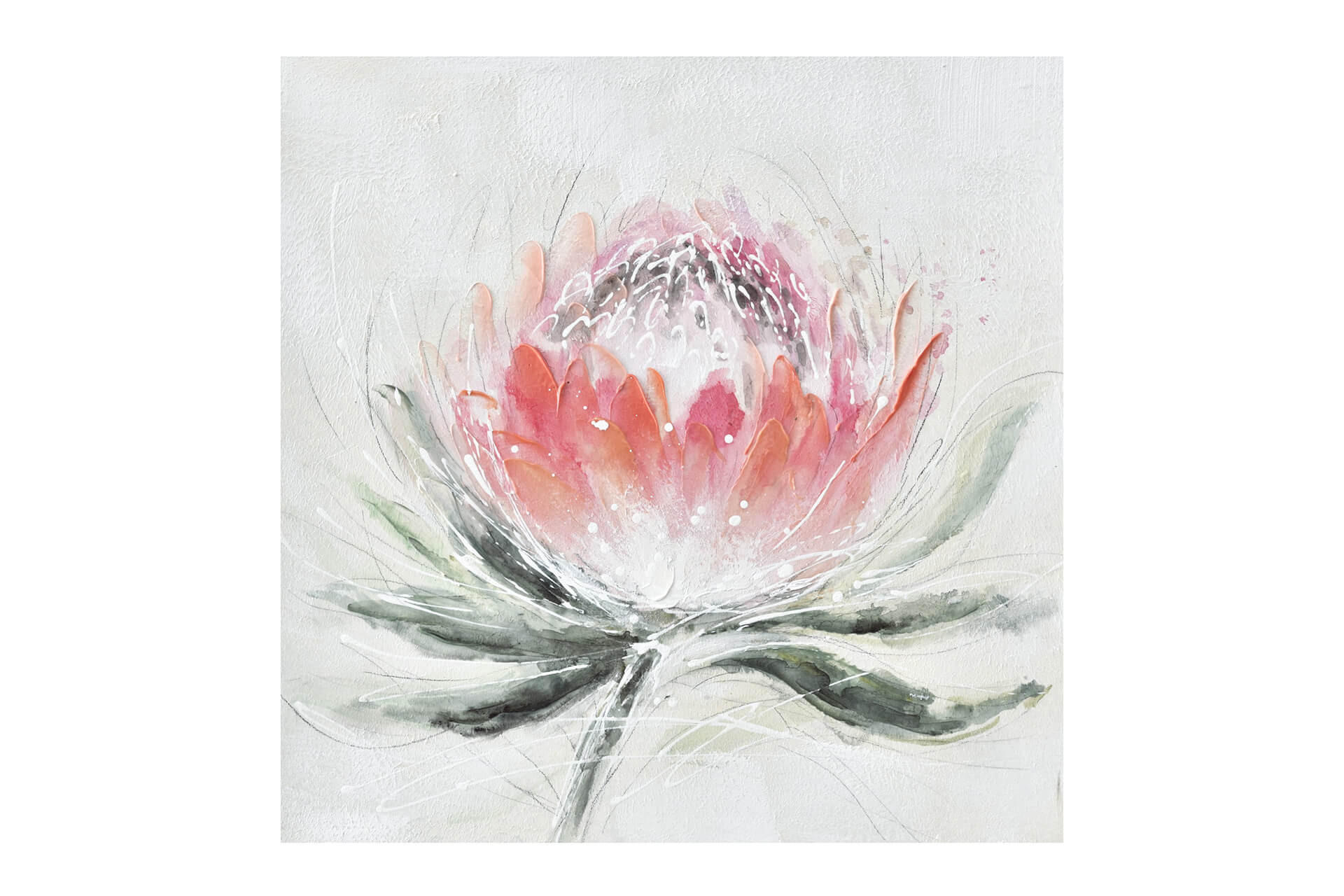 ACRYLBILD HANDGEMALT 60/60 cm - Pink/Weiß, Holz/Textil (60/60cm) - KUNSTLOFT