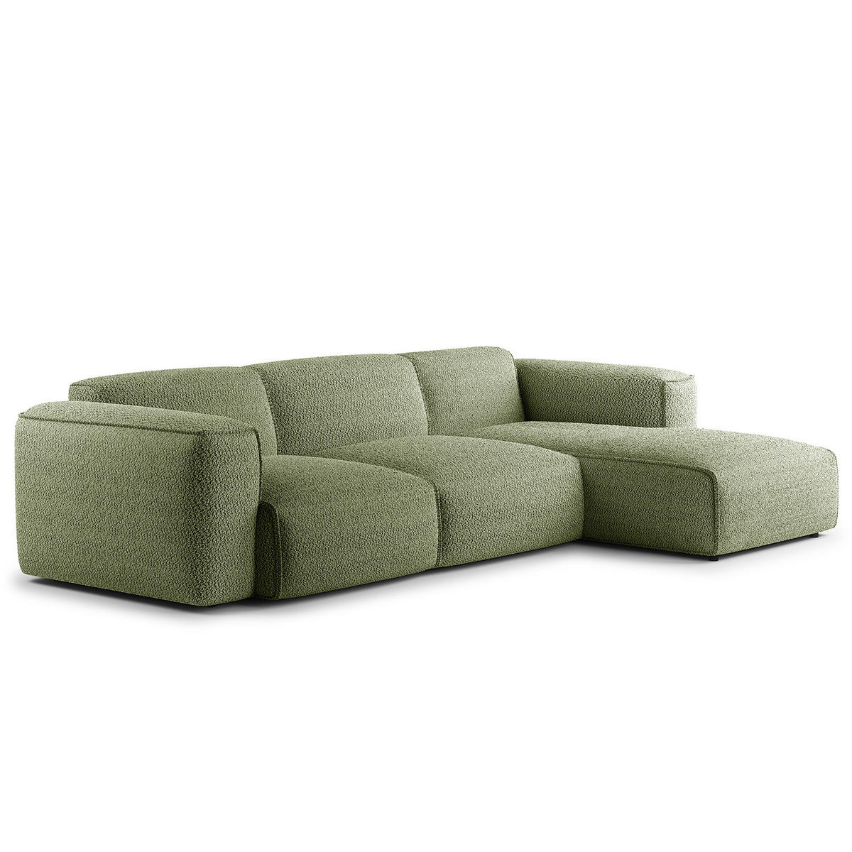 3-SITZER ECKSOFA mit Longchair - Schwarz/Grün, Kunststoff/Textil (284/173cm) - home24