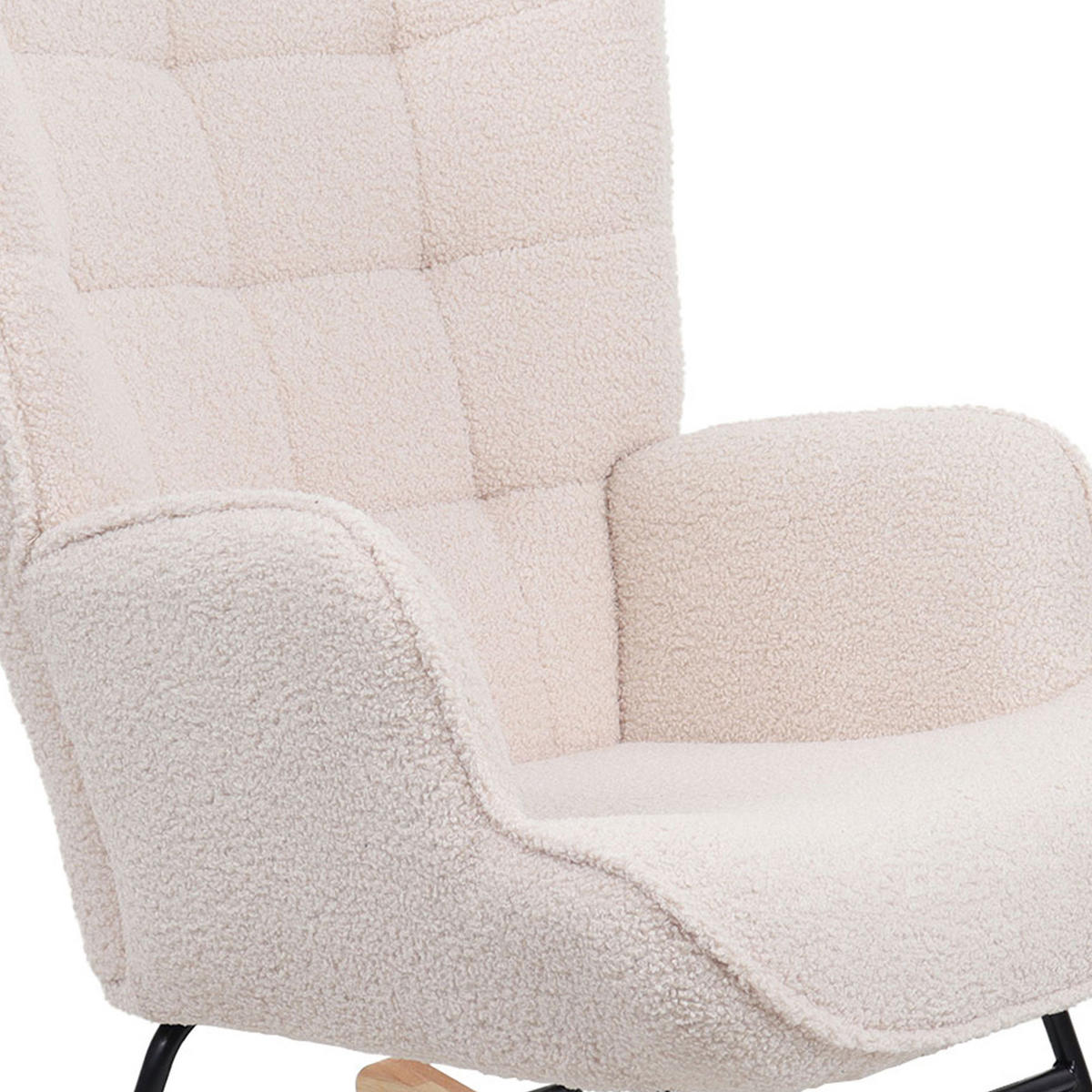 SCHAUKELSTUHL Luna Skandinavischer aus beigem Frottee mit Nähten - Beige/Akaziefarben, Holz/Holzwerkstoff (67/91/85.5cm) - Sicaan