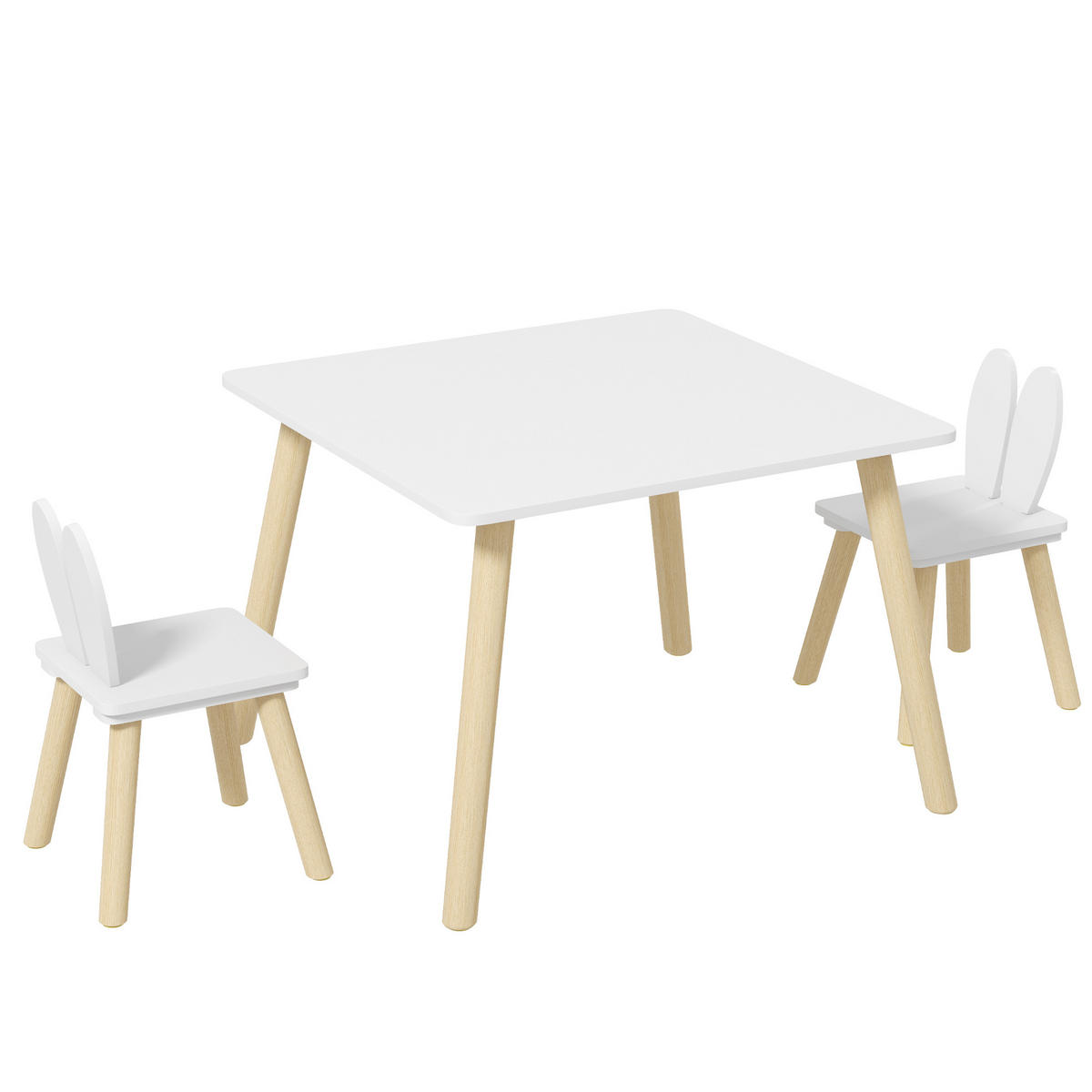 KINDERSITZGRUPPE DE-17515 Hasenohren-Design mit Stauraum Weiß - Weiß, Holzwerkstoff (60/44/60cm) - ComfortXL