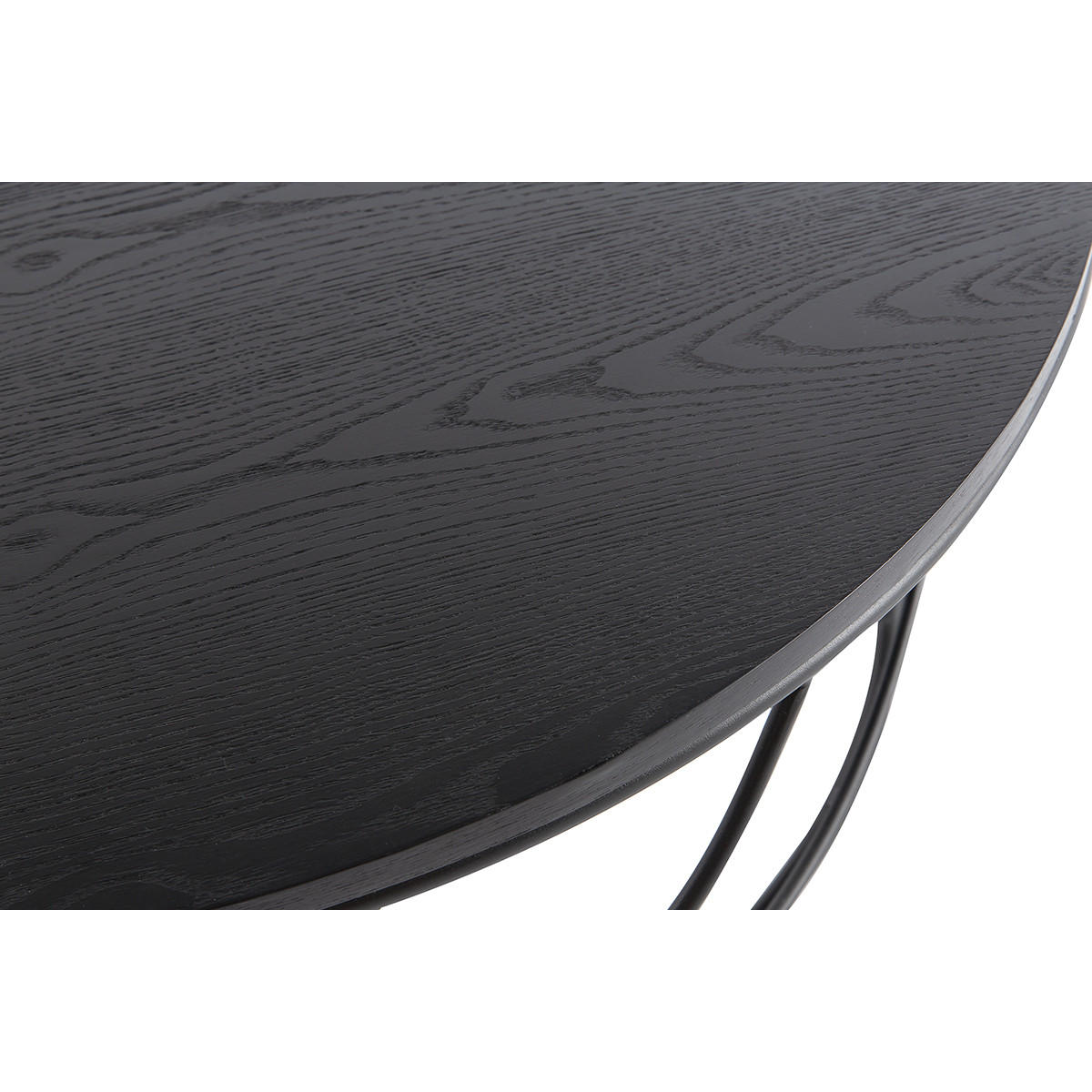 COUCHTISCH Holz Metall Schwarz Rund 80 cm LACE - Schwarz, Holz (80/80/30cm) - Miliboo