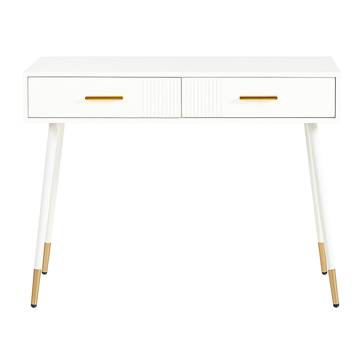 SCHMINKTISCH 100/40/76 cm Weiß mit 2 Schubladen und Metallfüßen - Weiß, Holzwerkstoff (100/40/76cm) - OKWISH