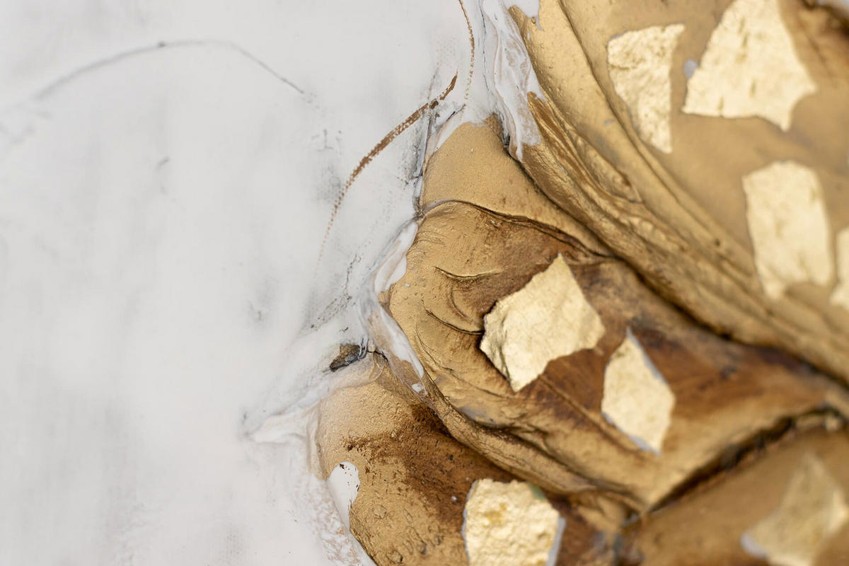 ACRYLBILD HANDGEMALT 100/50 cm - Goldfarben/Weiß, Holz/Textil (100/50cm) - KUNSTLOFT