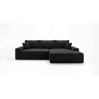 ECKSOFA VERONA rechts schwarz Cord Poso 135 - Schlaffunktion, Bettkasten - Schwarz, Textil (280/184cm) - Cornero