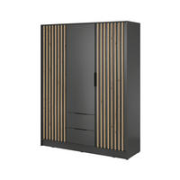 KLEIDERSCHRANK 150 cm Fioro - 3 Türen, Lamellen, Schubladen, Graphit - Graphitfarben, Holz (155/200/51cm) - Emporius