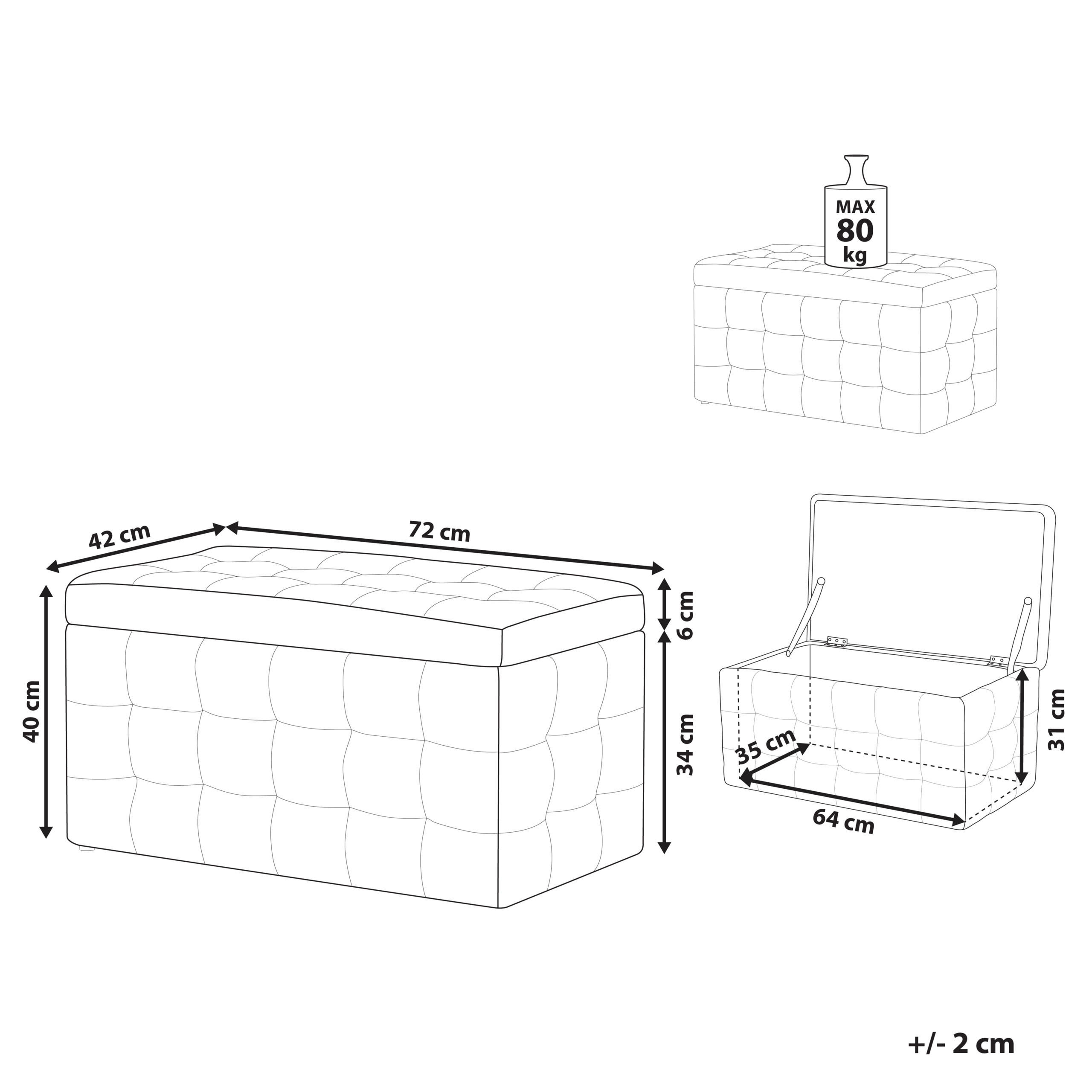 Thumbnail - Beliani Truhenbank, Schwarz, Kunststoff, 1-Sitzer, Rechteckig, 72x40x42 cm, Esszimmer, Bänke, Sitzbänke