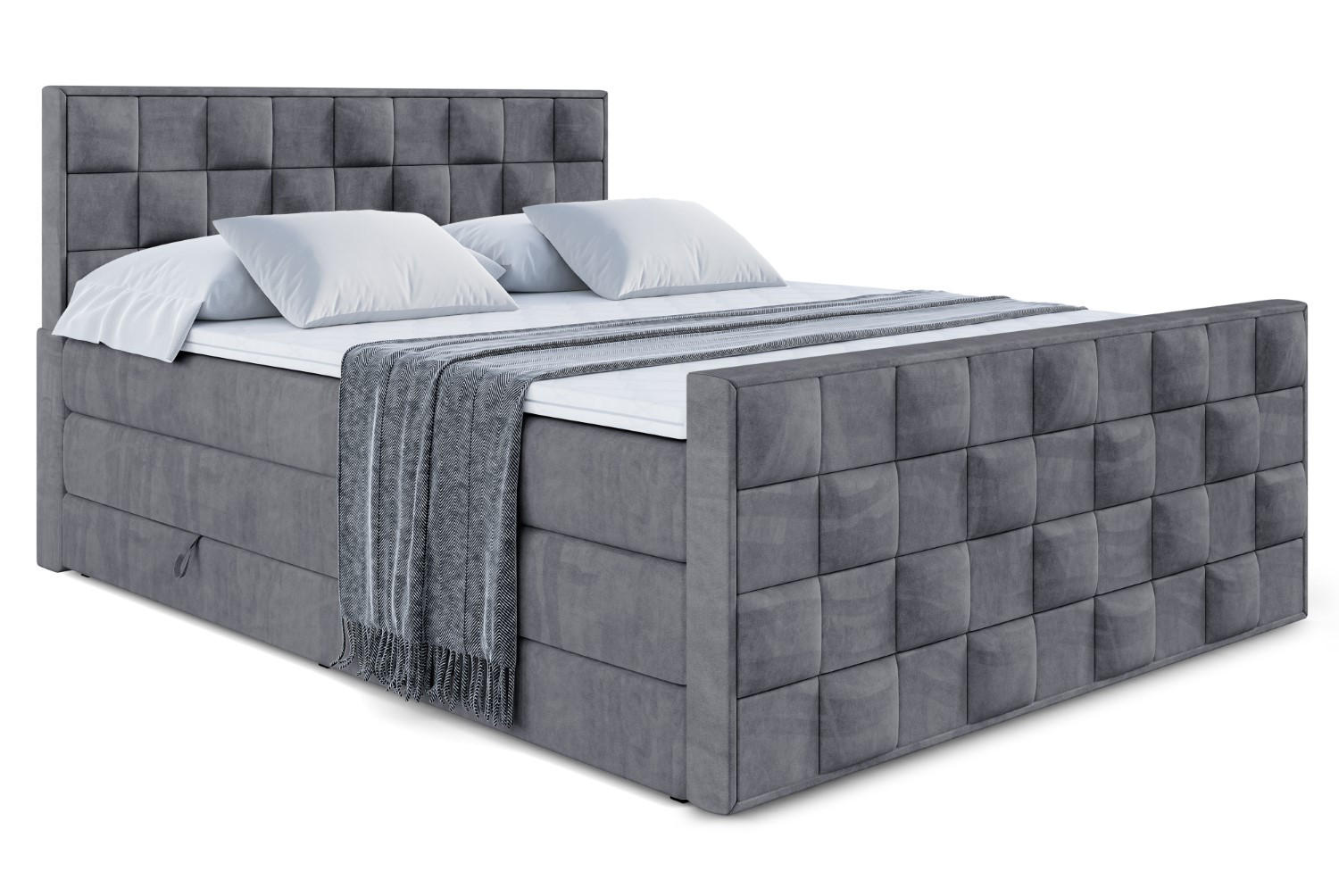 BOXSPRINGBETT ZAFIRA KING - 120 x 200 - H3/H4 - Dunkelgrau - Dunkelgrau, Holzwerkstoff (120/200cm) - ALTDECOR