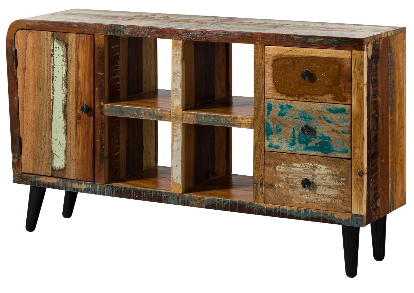 SIDEBOARD Altholz 150x40x86 mehrfarbig lackiert SIXTIES #101 - Multicolor, Holz (150/86/40cm) - Massivmoebel24