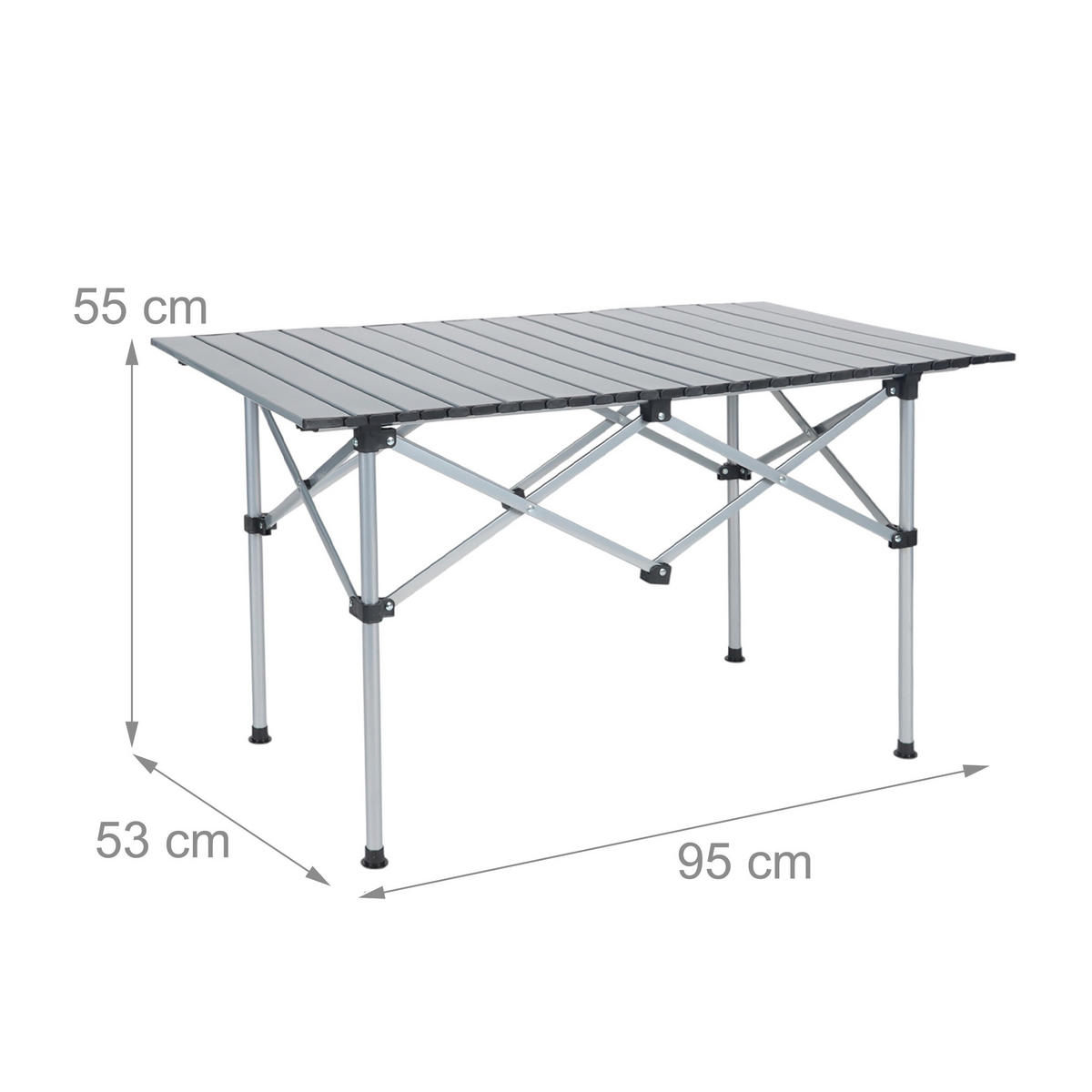 CAMPINGTISCH - Silberfarben, Metall (53/95/55cm) - Relaxdays