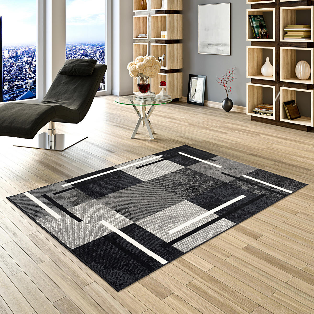 TEPPICH MODERN TRENDLINE KARO - Schwarz, Textil (80/150cm) - Pergamon