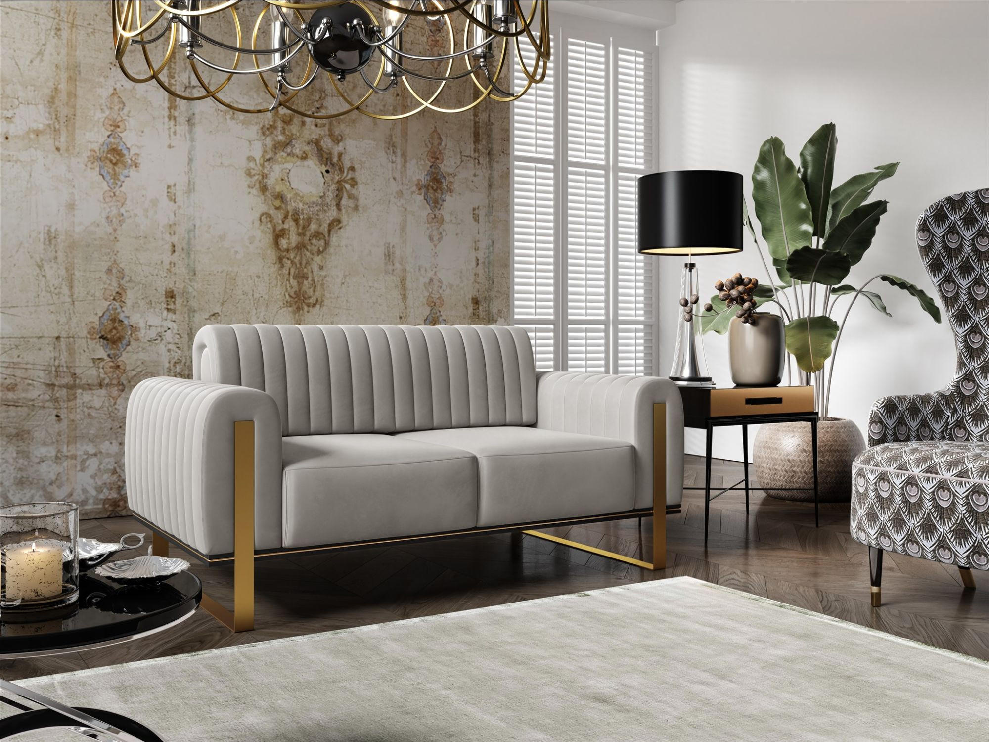 SOFA Valerie 2-sitzer - Hellgrau, Holzwerkstoff/Textil (164/79/90cm) - Fun Möbel