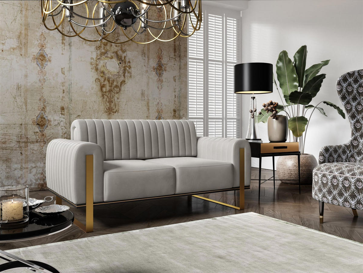 SOFASET Valerie 3-2-1 - Hellgrau, Holzwerkstoff/Textil (228/79/90cm) - Fun Möbel