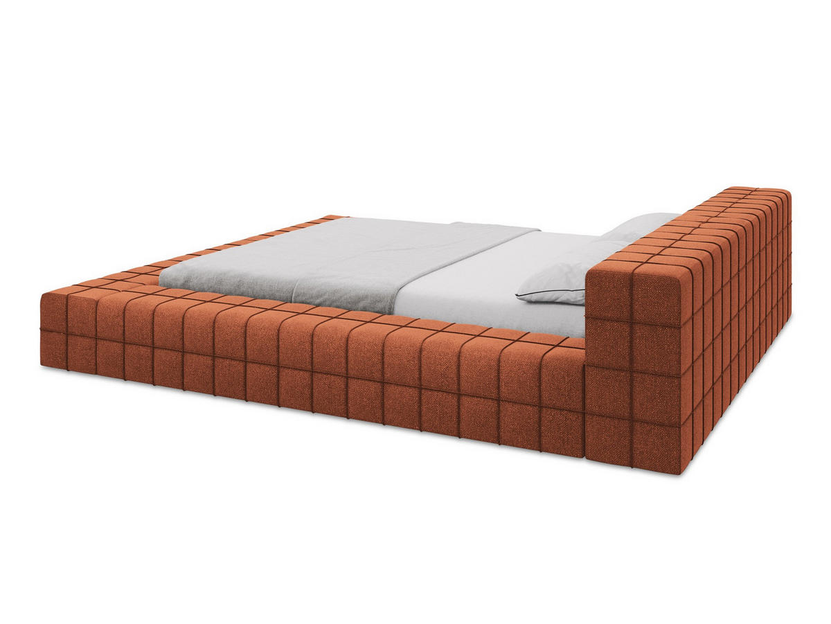 POLSTERBETT Doppelbett mit Matratze 220x260 Orange - Terra cotta/Schwarz, Kunststoff/Textil (160/200cm) - Makamii