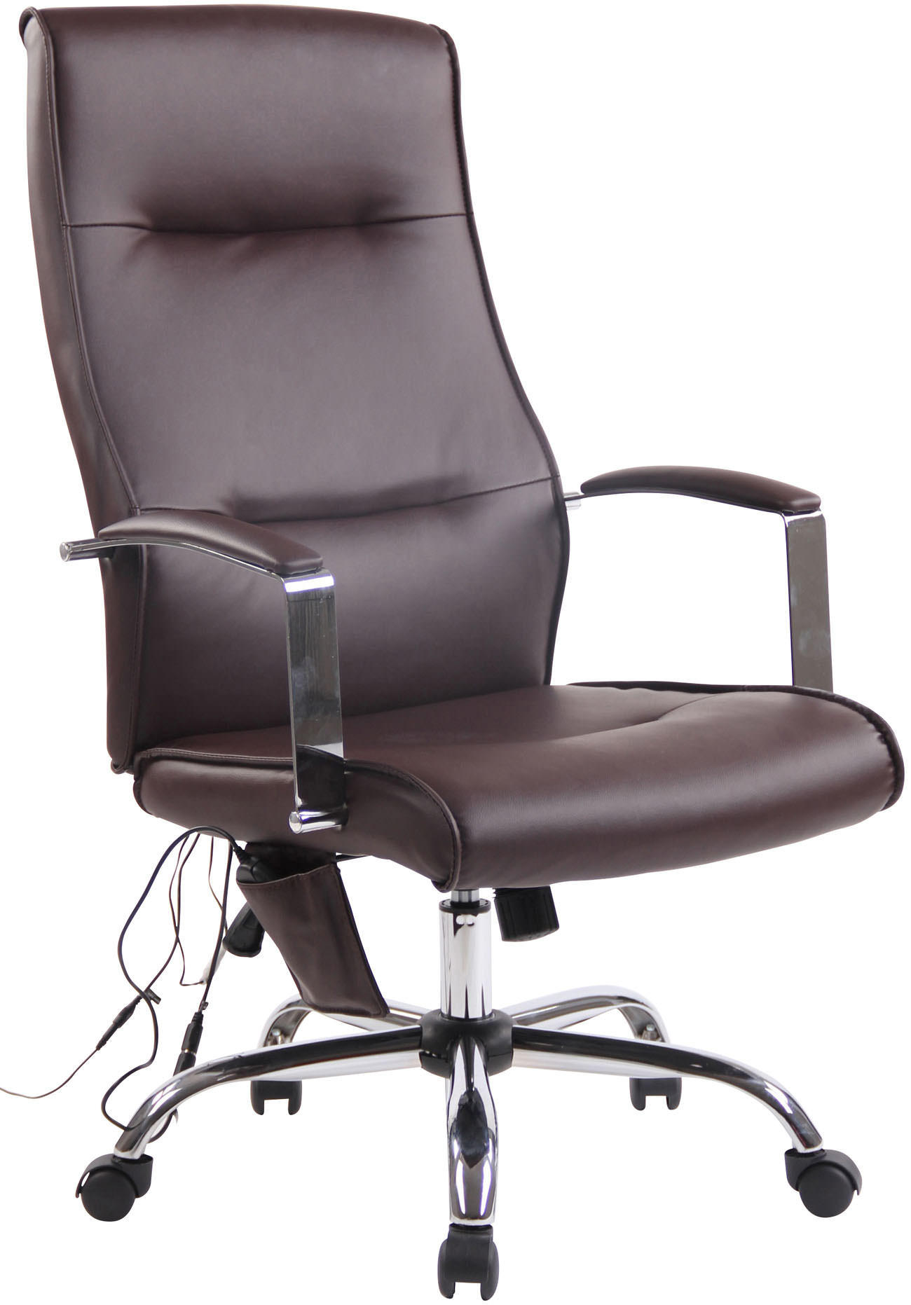 CHEFSESSEL Lederlook Braun - Chromfarben/Braun, Textil/Metall (63/114/72cm) - CLP