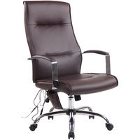 CHEFSESSEL Lederlook Braun - Chromfarben/Braun, Textil/Metall (63/114/72cm) - CLP