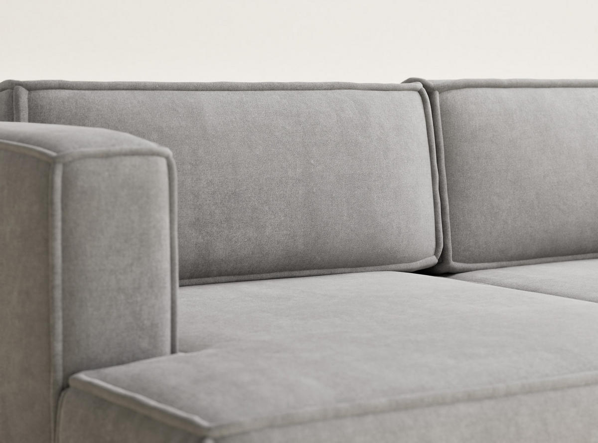 ECKSOFA MIT SCHLAFFUNKTION Velto Beige grau Webstoff - Greige/Schwarz, Holz/Holzwerkstoff (152/250cm) - Maison de Reve