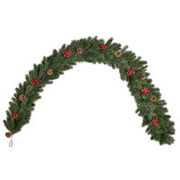 WEIHNACHTSGIRLANDE Blumendekoration mit Tannenzapfen Beeren Grün - Grün, Kunststoff (12/8/190cm) - HOMCOM