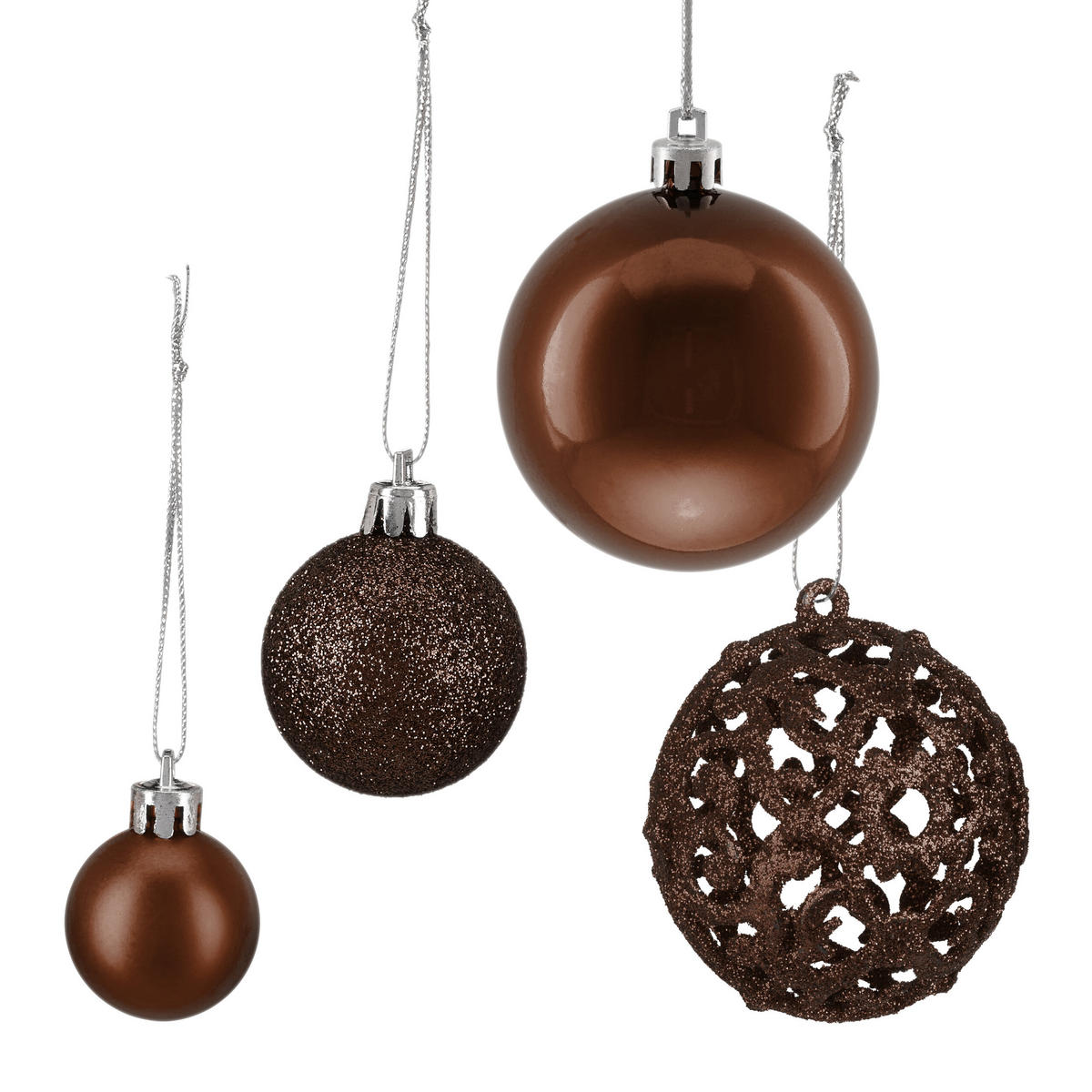 150-TLG.WEIHNACHTSKUGELN-SET - Braun, Kunststoff (6/7/6cm) - Relaxdays