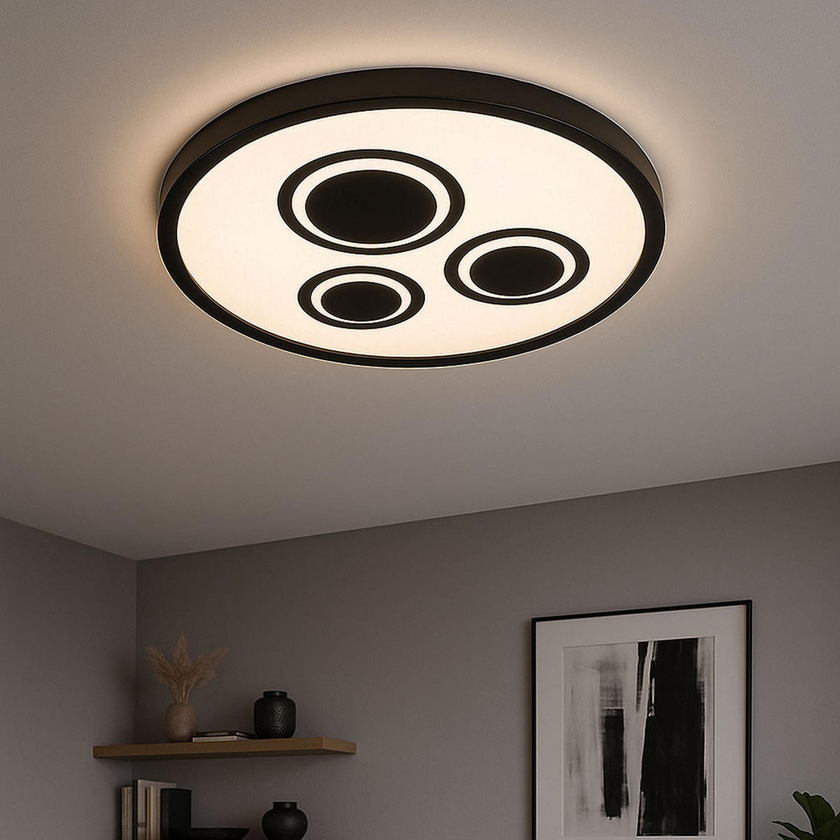 LED DECKENLEUCHTE Schwarz Backlight - Schwarz, Kunststoff (42.3/42.3/3.7cm) - Briloner