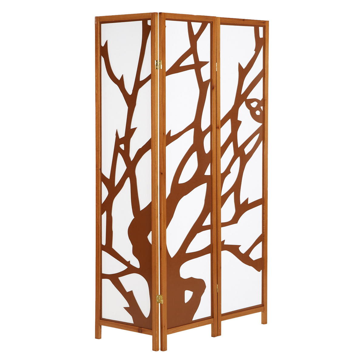 PARAVENT 3-tlg. 130,5/175 cm Braun Holzverzierung - Braun, Holz (130/175/2cm) - Homestyle4u