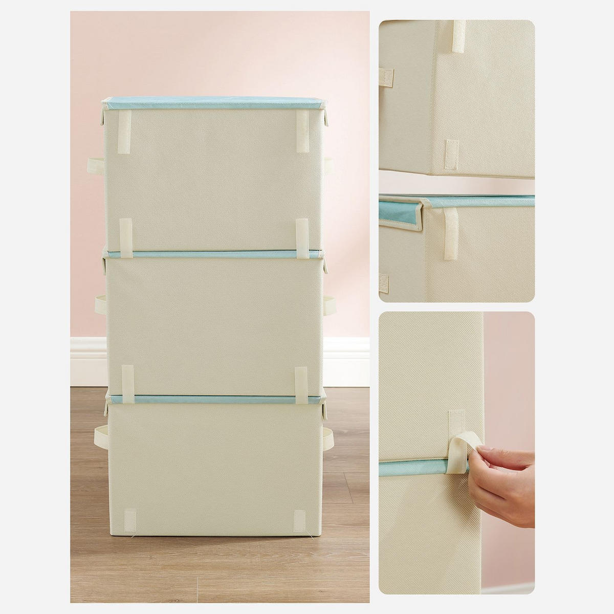 AUFBEWAHRUNGSBOX BRATISLAVA 3ER-SET - Blau, Textil (35/25/38cm) - Hansiro