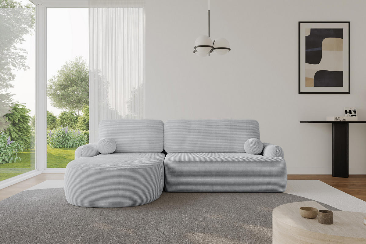 WOHNLANDSCHAFT mit Schlaffunktion und Bettkasten LIRA-L - 264x172x89Grau - Grau, Holzwerkstoff/Textil (264/172cm) - ALTDECOR