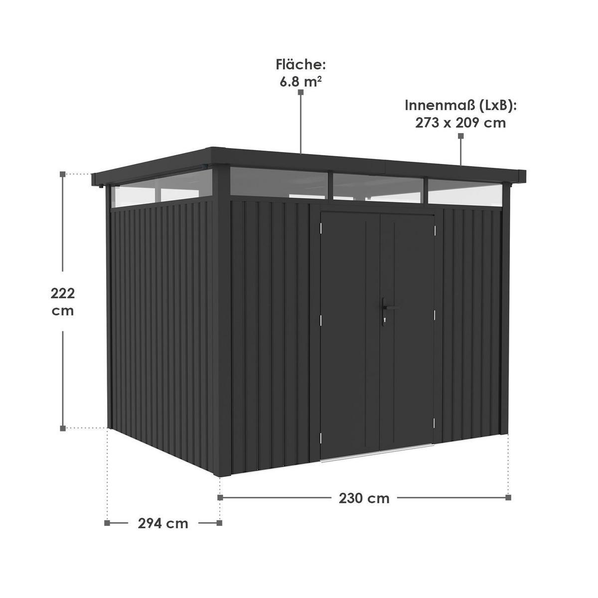 GERÄTEHAUS Luzern Pro Anthrazit - Anthrazit, Metall (294/222/230cm) - Juskys