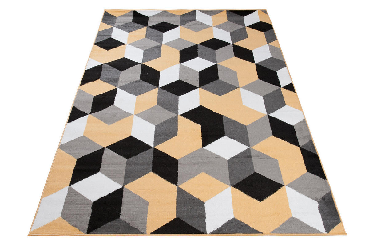 TEPPICH MAYA Gelb Geometrisch Gitter Figuren 200/250 cm - Gelb, Textil (200/250cm) - Tapiso