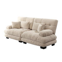 SOFA 220/77/81 cm in Hellbraun aus Chenille mit Kissen - Cappuccino, Textil (77/81/220cm) - Flora Grace