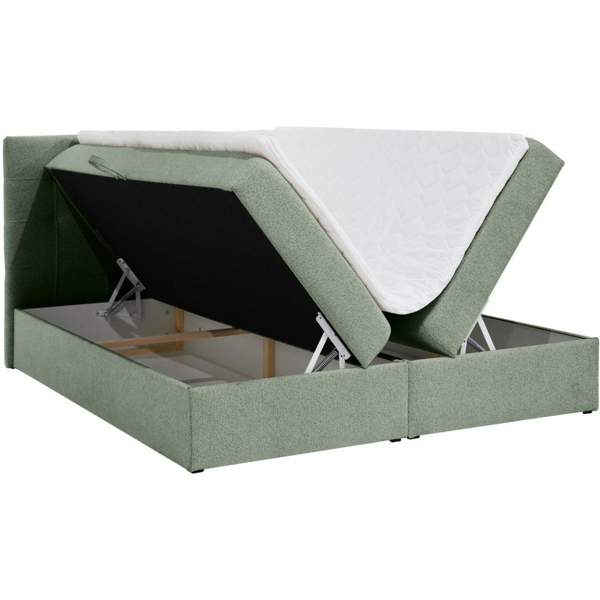 POLSTERBETT Topiq I 164/203/103 grün, Bouclé-Stoff - Grün, Holzwerkstoff (160/200cm) - Beautysofa