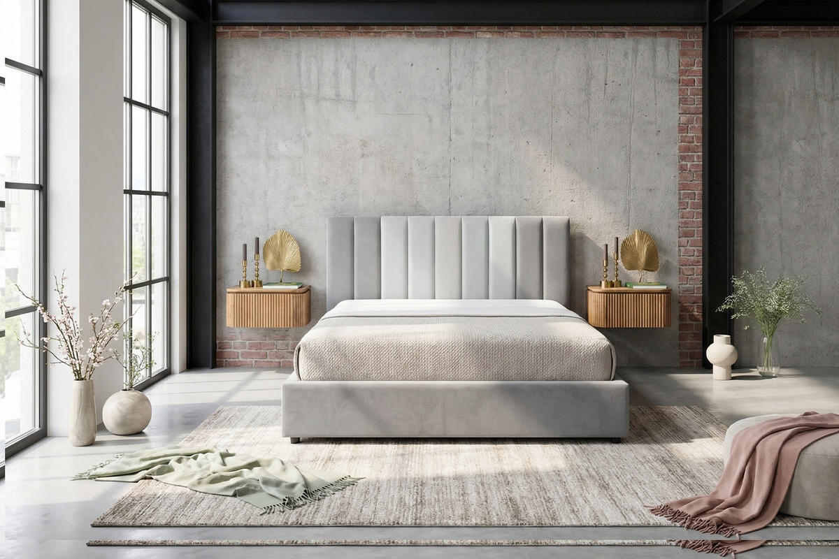 POLSTERBETT CATTURA Grau Velvet - Grau, Textil (160/200cm) - KAWOLA