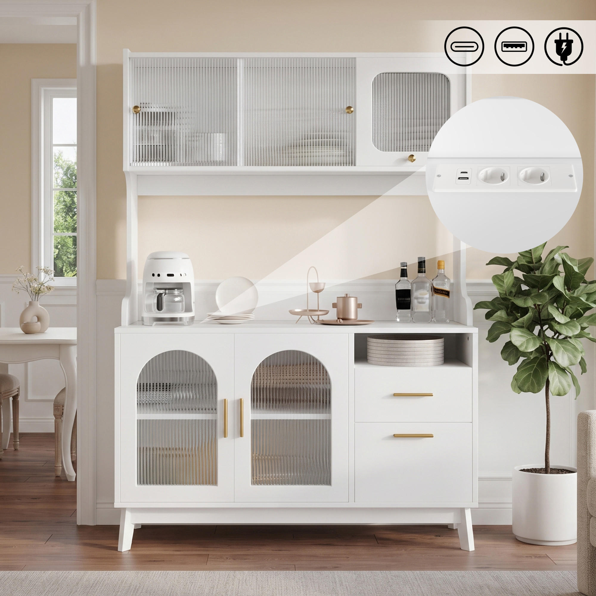 Fohere Buffetschrank Weiß 120x178x40 cm