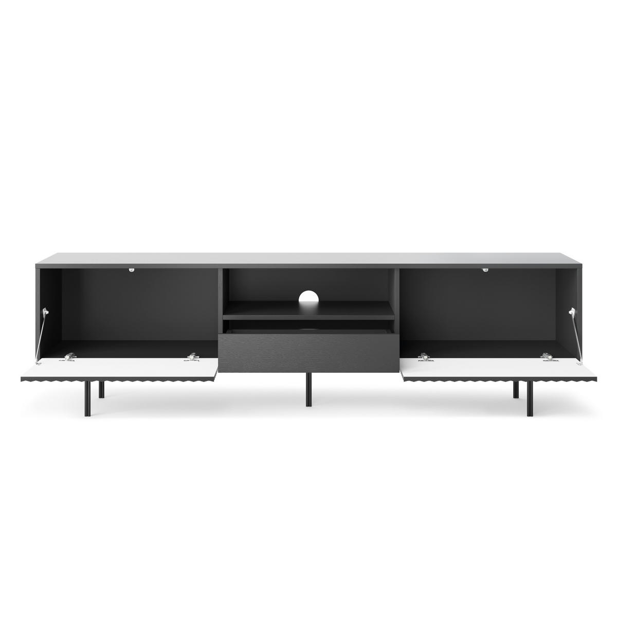 LOWBOARD TV ORILLIA RTV1-2D Fräste Fronten, Schwarz - Schwarz, Holzwerkstoff/Kunststoff (180/51/38cm) - Komodee