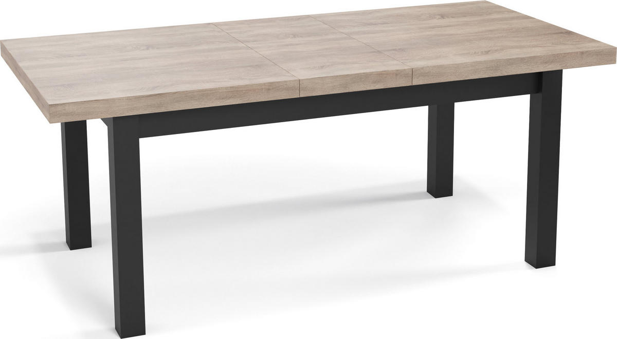 ESSTISCH Gemini rechteckig ausziehbar, Sonoma Eiche 120-160/80/78 cm - Schwarz/Braun, Holz/Holzwerkstoff (80/160/78cm) - WFL GROUP