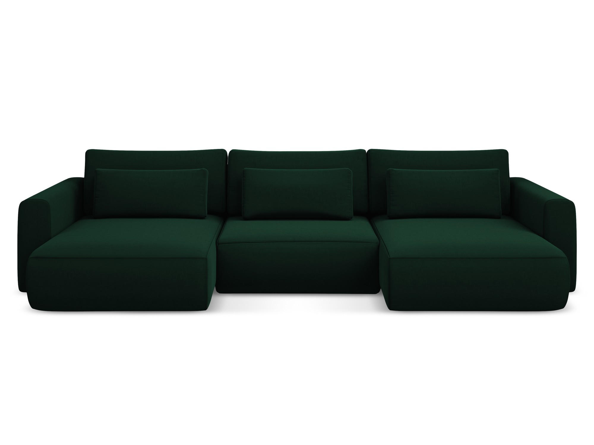 WOHNLANDSCHAFT Samt Stoff Grün - Dunkelgrün/Schwarz, Kunststoff/Textil (340/82/149cm) - Makamii
