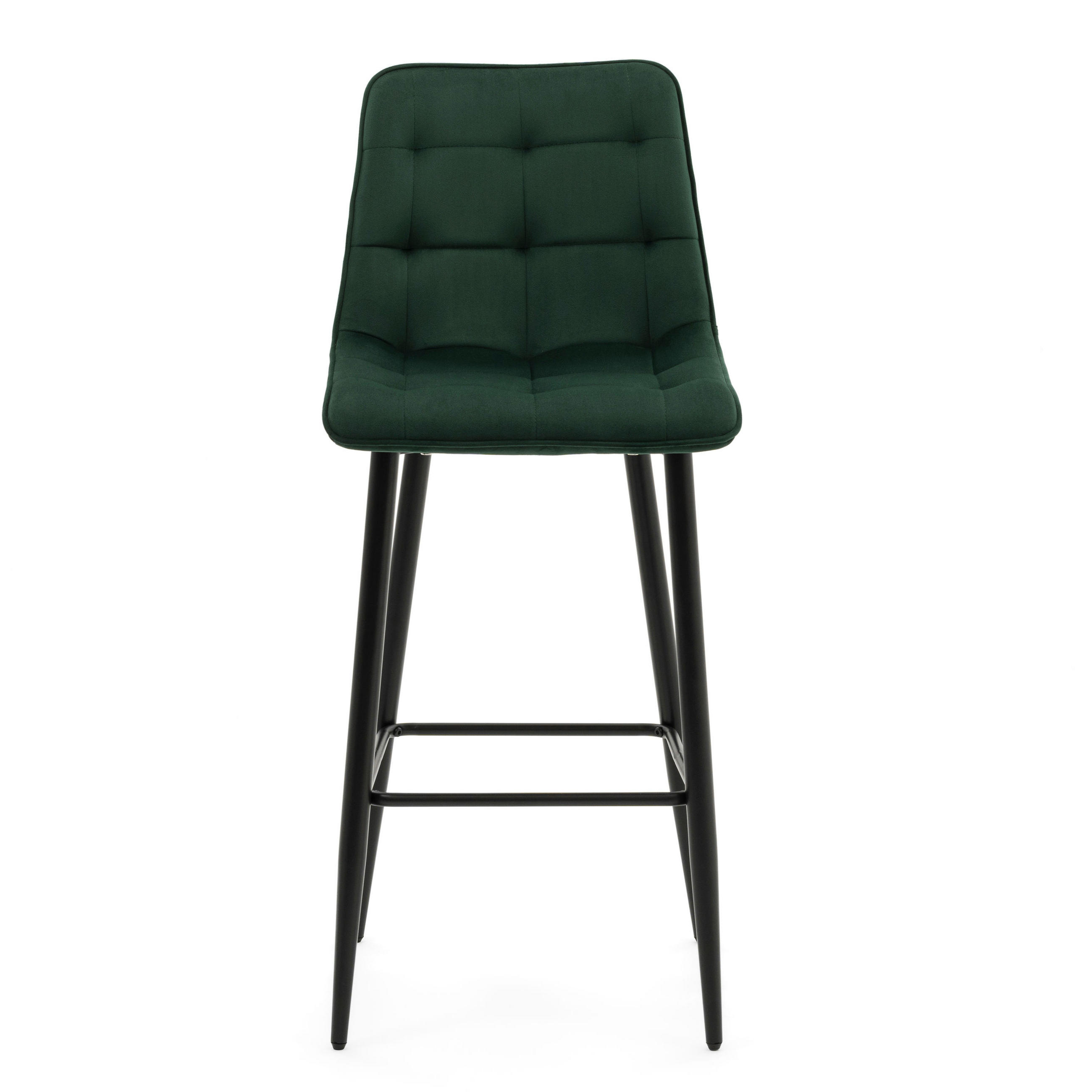 BARHOCKER CHIC gespolsterter mit Steppung - grün - Samt Velours - Schwarz/Grün, Textil/Metall (46/109/56cm) - NEW HOME