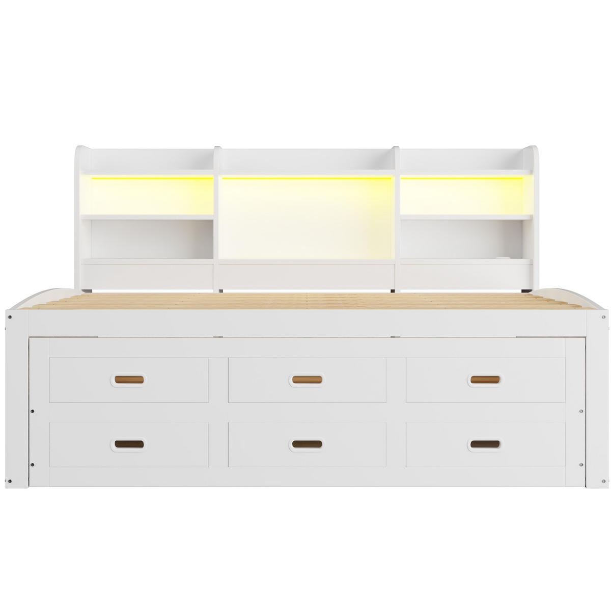 POLSTERBETT 90/200 cm in Weiß mit LED-Beleuchtung und USB- und Type-C-Anschlüssen - Weiß, Holzwerkstoff (90/200cm) - Flora Grace