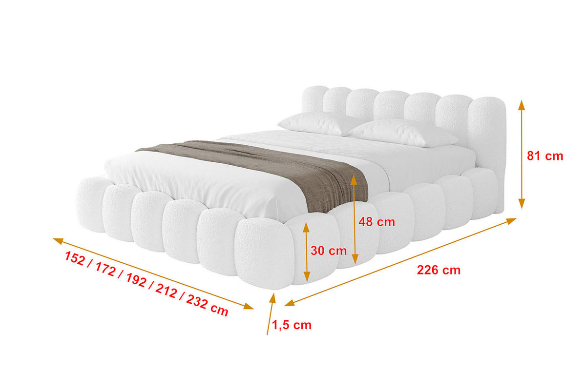 POLSTERBETT mit Bettkasten und Lattenrost, Boxbett ohne Matratze - SENA-v1 120x200 Weiß - Weiß, Holzwerkstoff/Textil (120/200cm) - ALTDECOR