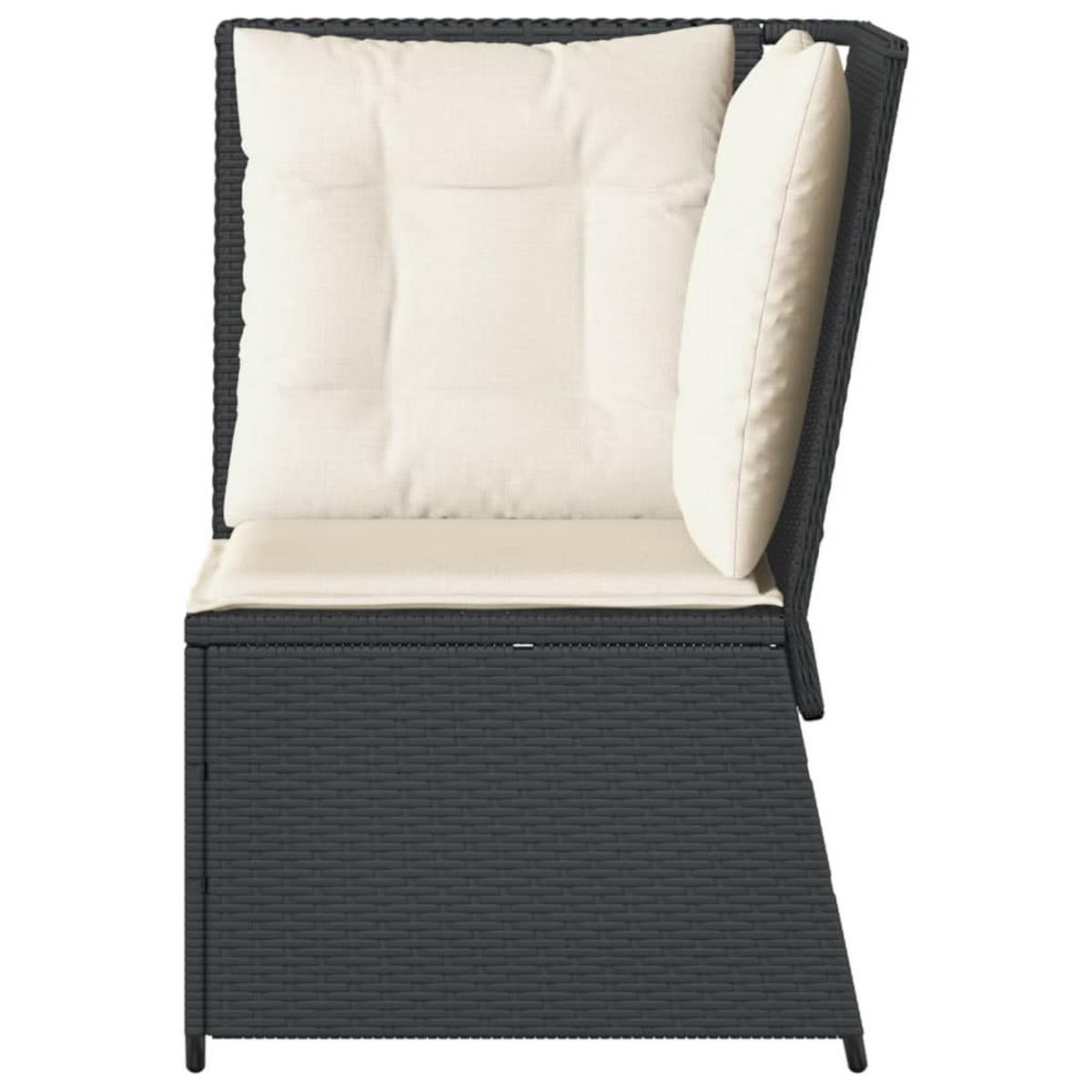 GARTEN-ECKSOFA mit Kissen Schwarz Poly Rattan - Schwarz, Kunststoff (67/95/67cm)