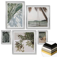 WANDBILDER 5er Set - 50x50 cm & 20x30 cm & 40x60 cm Silberner Rahmen - Tropische Pflanzen für den Urlaub - Silberfarben, Kunststoff (40/60cm) - ArtPrintCave
