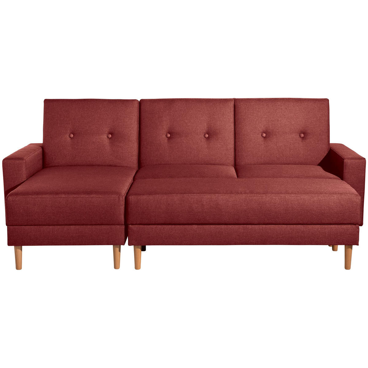 FUNKTIONSSOFA mit Hocker Kattie Flachgewebe rot - Rot, Kunststoff (144/230cm) - 58aufmkessel