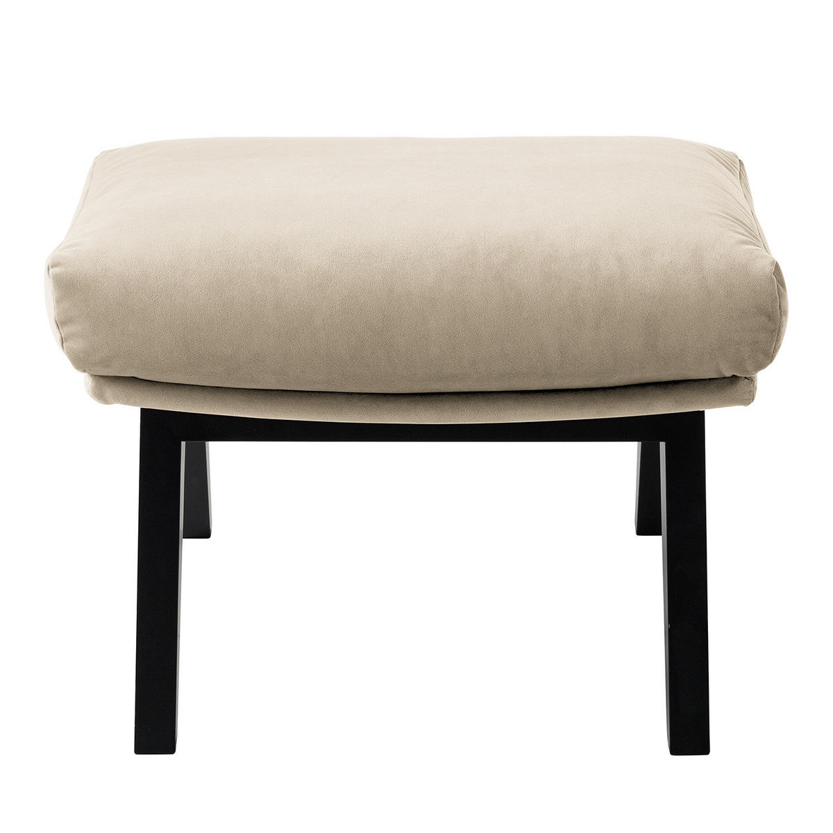POLSTERHOCKER mit Holzfüßen - Beige/Schwarz, Eichenholz/Textil (51/37/41cm) - home24
