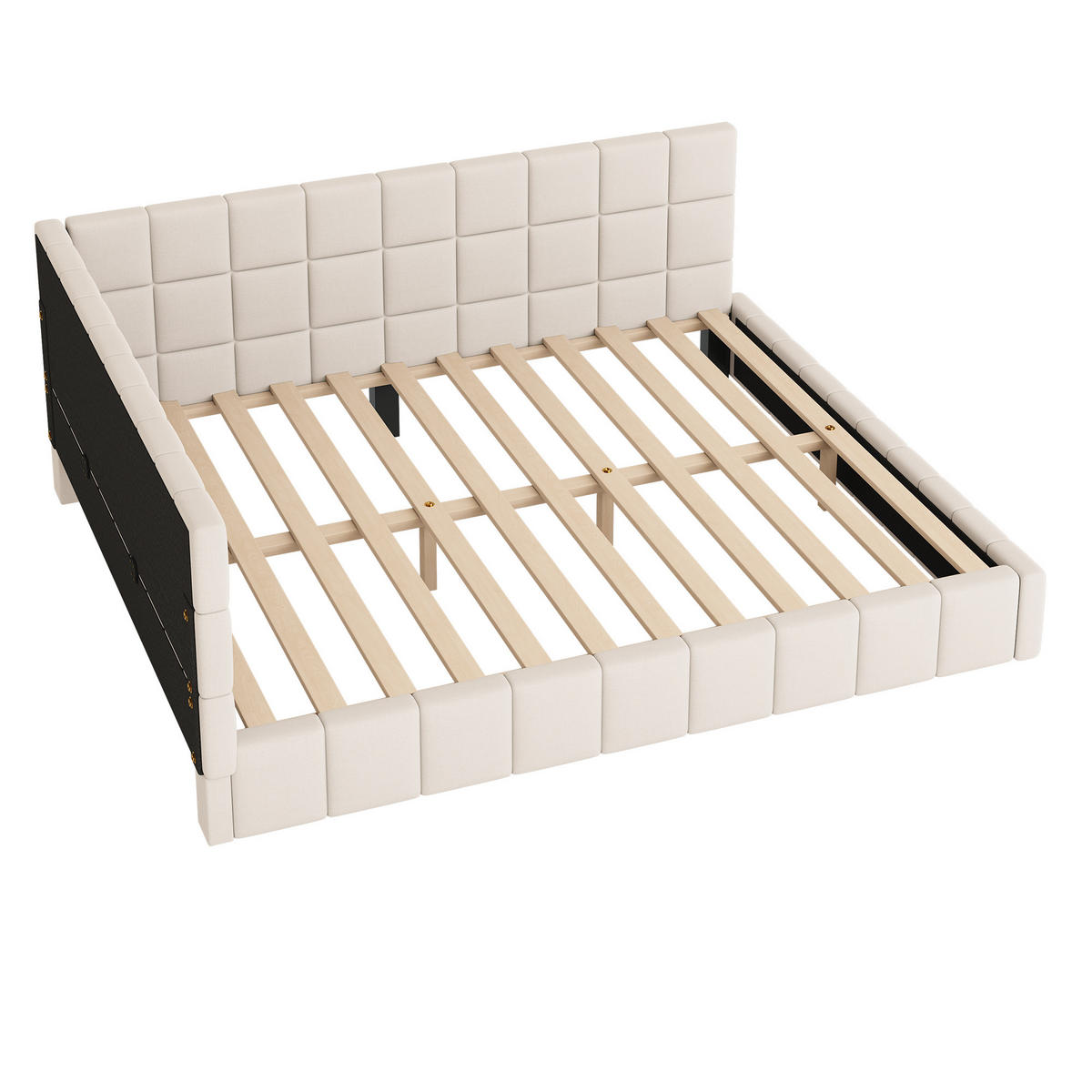 POLSTERBETT 160/200 cm beige aus Stoff mit umbaubarer Rückenlehne - Beige, Textil (160/200cm) - OKWISH