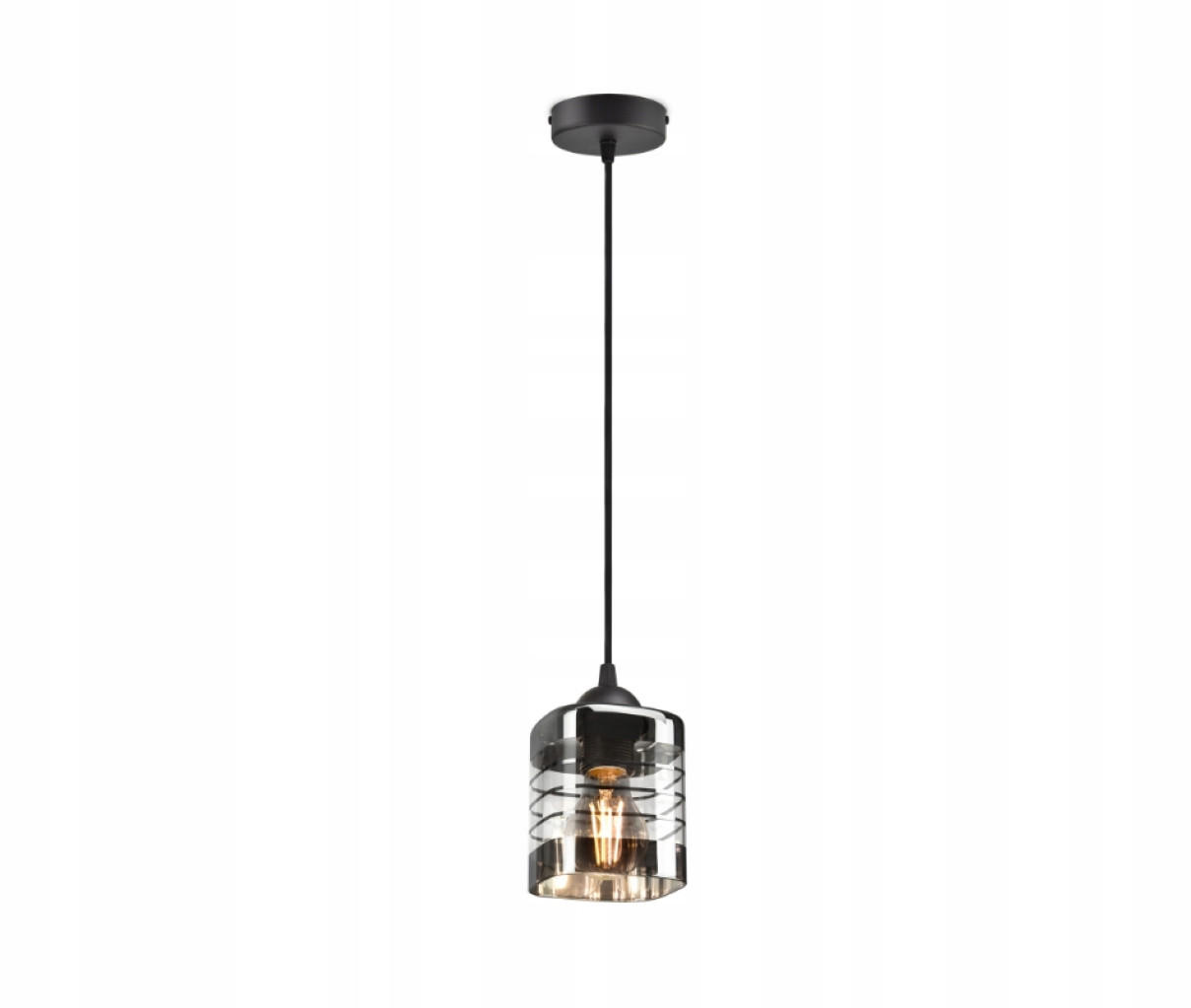 PENDELLEUCHTE TRAGLAS - Transparent/Schwarz, Glas/Metall (10/10/80cm) - kiki design